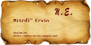 Mitró Ervin névjegykártya